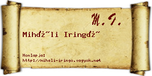 Miháli Iringó névjegykártya